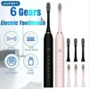 Six Modes Soft Bristle Electric Toothbrush With Super Strong Cleaning And Whitening Teeth IPX7 Waterproof Low Noise Couple Style 240329