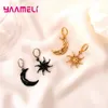 Boucles d'oreilles pendantes tendance ethnique femmes filles goutte lisse en argent sterling 925 creux étoile lune charmes piercing oreille Brincos bijoux