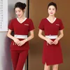 Frau Arbeitskleidung Anzug Hotel Kellner Schönheit Sal Spa Massage Nagel Café Sexy Fußbad Sauna Techniker Overall Rock Uniform 60nn #
