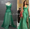 Robes de célébrités Paula Patton en robe verte dans Mission Impossible une ligne une épaule fente latérale en poly mousseline de soie Dress8507783