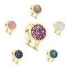 Avec des pierres latérales bijoux de mode luxe Sier Gold Druzy Ring 12 mm Bling Round Round Stone Rings Adivable pour femmes dames bijoux dhc5k