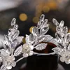 Sier Colour Leaf Tiaras Fairbands For Women Pearl Crystal Headbands Wedding Hair Acries Luksusowe ręcznie robione biżuterię L5IZ#