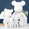 Novelty Items DIY Painting White Embryo Fluid Plastic Hand drawn Violent Bear Toy Model Doll Parents and Children Building Block Bear Doll GiftL2403