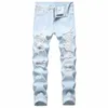 Jeans strappati con baffi di gatto americano Patch da uomo Indossato slim fit Piccola manica dritta Casual papà Pantaloni Lg Autunno e inverno s4Tz #