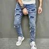 Hommes Skinny Ripped Jeans Pantalons Homme Y2K Hip Hop Trous Slim Jeans déchirés Casual Vintage Blue Denim Pantalons pour hommes Vêtements 58sy #