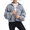 Single Breasted Lantern Sleeve Denim Jacket Women Spring Autumn Fi Loose Short Jeans Coats Female Outerwear Casual 2024 L2QM#