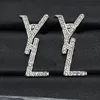 Luksusowe projektantki kolczyki stadnonośne dla kobiet w zawieszanie biżuterii Diamond Złoty Srebrny kolczyk List Y Party Stude