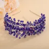 Trendy Crystal Bridal Crown Headband Party Handmased Red Headpiece Tiaras Sier Blue Wedding Hair Accory Black Headdr J6HC#