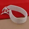 Link Armbanden 925 Leuke Verzilverde Mesh Armband Voor Bruiloft Vrouwen Chain Charm Mode Prachtige Sieraden