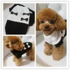 Camisola de costura preta e branca do fato do cão para animais de estimação Bowknot do gato