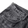 Män jeans män denim byxor tunt svart hål trend sommar högkvalitativ liten rak för män