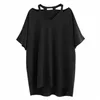 Plus Size 7XL 150Kg Vrouwen Grote T-shirt Zwarte Top Vrouwen Losse T-shirt Zomer Tee Shirt Voor Femme v-hals N3LN #