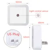 Nowy Mini Square Square Light Control Sensor Sypialnia Korytarz Korytarz Ochrona oka w łazience UE/US Plug Night Lampka