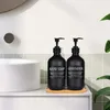 Liquid Soap Dispenser 500ML Foam Matte Black Lotion Bottles Shampoo Conditioner With 1 Tray 6 Labels Bathroom Accessories