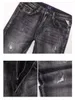 Nieuw Vintage Fi Mannen Jeans Retro BlackGray Stretch Elastische Slanke Gescheurde Jeans Mannen Borduren Patched Designer Denim Broek M1ut #