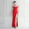 sexy Women Off-Shoulder Lg Formal Dr 2024 New in Satin Slit Maxi Dr Elegant Ladies Wedding Evening Prom Party Gown 46cm#