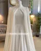 Urban Sexy Dresses Funyue Luxury Long Sleeves Muslim Wedding Dress 2024 Bride Chiffon med pärlor a-line brudklänningar med Cape Robe de Marie YQ240329