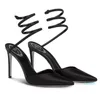 Women's High Heels Dress Shoe Spiral Wraps Strap Low-heeled Pointed Toe Party Pump