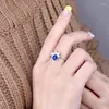 Cluster Rings LANMI Solid 18K White Gold Oval Natural Sapphire Charming Dia Special Design For Women Fine Jewelry Wife Anniversary Gift