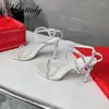 Sandaler Crystal Snake Design High Heel For Women Pearl Designer Party Ball Shoes Summer Red Wedding