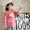 Moda infantil frutas impressas camisetas meninos algodão solto manga curta camisetas 2024 verão crianças dos desenhos animados shorts casuais z7392