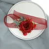 rouge Artifical Frs demoiselle d'honneur boutnière mariage homme Roses mariée Bracelet accessoires de mariage 85qf #