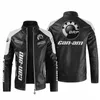 2023 Nouveau hiver hommes CAN-AM Logo veste Fi moto veste à glissière veste en cuir chaud pour hommes C5s2 #