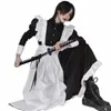 stsvzorr cosplay黒と白のメイド服ブリティッシュスタイルパールラインLGコーヒーショップメイドコスユニフォームD5VS＃