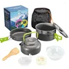 Kochgeschirr-Sets, Camping-Topf-Set, Bratpfanne, Wasserkocher, zusammenklappbare Utensilien für Picknick/Camping/Wandern