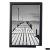 Cadres et moulures Cadre 21x29,7 cm Table en bois de simulation noire Mur P O Dos en panneau dur avec verre pour A4 OS Certificats photo Al Dhnw8
