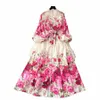 elegante prachtige bloemen bohemien dr lente vrouwen stand lg lantaarn mouw bloemenprint riem linnen lg vestidos kleding 6235 t4HE #