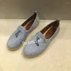 Casual Shoes Tassel Lock Buckle Decor Single Round Toe Cow Suede Flat Loafers Spring Autumn Soft Sole Comfort Walking Unisex