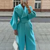 Mulheres Tracksuits Escritório Moda Comutar Blazer Outfits Elegante Lapela Botão Casacos e Calça Longa Terno Mulheres Casual Manga Sólida Solta Dhskh