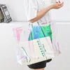 Sacs de rangement Stobag 10pcs Transparent Shopping Sac fourre-tout Femme en plastique épaule mode cadeau pochettes de mariage portable logo personnalisé (extra