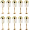 Vases 10 Pcs Gold Vase For Wedding Centerpieces Table Decorations With Chandelier Crystals Flower Metal Stand