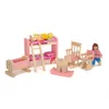 Meubles de salle de bain roses, lit superposé, meubles de maison pour poupées, meubles miniatures en bois, jouets en bois pour enfants, cadeaux d'anniversaire et de noël