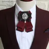 Bow -slipsar handgjorda brittiska stil nya diamanthalsar marinbågar för män bröllop groomsman bowtie slips mode klädtillbehör y240329