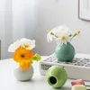 Wazony mini ceramiczny wazon kolorowe szerokie usta okrągła butelka Mała kwiat hydroponiczny pojemnik domowy dekoracja ozdobna ozdoba