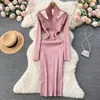 Chic sexy criss-cross halter elegante lápiz Dr fi Fi Slim Knit Lg Fiesta de cumpleaños Vestidos Women Women Autumn Winter Robe O6TQ#