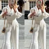 Mulheres Tracksuits Escritório Moda Comutar Blazer Outfits Elegante Lapela Botão Casacos e Calça Longa Terno Mulheres Casual Manga Sólida Solta Dhskh