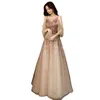 Szampan Golden Evening Dr Women Summer New Elegant Banquet Gowns Suknie Brels Cearów z ramion formalne impreza Dres C1fe#