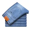 2023 Nova Marca Mens Jeans Fi Homens Casual Slim Fit Straight High Stretch Pés Jeans Homens Azul Venda Quente Calças Masculinas s5bV #