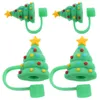 Copas descartáveis palhas de palha de silicone tampe cubra plug de natal criativo plug portátil plugs bonitos tampa de poeira decoração de festa reutilizável