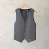 Men's Vests 2024 Men Spring Autumn Fashion Solid Color Suit Vest Male V-neck Sleeveless Jackets Mens Short Buttons Casual Waistcoat D754