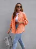 2024 Holes Raw-edges Denim Jacket Women Spring Autumn Shirt Style Jeancoat Casual Top Rose-Red Orange Purple Outerwear Lady Coat w9p4#