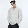 Men's Sweaters FEWQ V-neck Male Faux Mink Sweater Metal Decoration Knitting Pullovers Korean Fashion Stylish Pullover Knits 9C4020