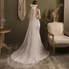 V824 Gracieful Wedding Chapel Bridal Accores One-Layer prickar Tulle Cut Edge Satin Bow White LG Bride Veil med hårkam T3FG#