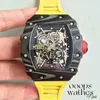 Uhr Datum Luxus Herren Mechanik Uhr Klassisch Rot Schwarz Gelb Gummi Herren Saphir Automatik Mechanisch Kohlefaser Tourbillion Kalender Skelett