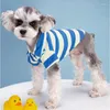 Hondenkleding Zomer Gestreepte tweebenige kleding Huisdierpoloshirt Vrijetijdskleding Katten T-shirt Chihuahua Pug-kostuums