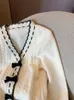 francese elegante cardigan lavorato a maglia dolce oversize chic maglione con scollo a V manica Lg fiocco maglieria maglione accogliente Fi 2000 estetica 65C8 #